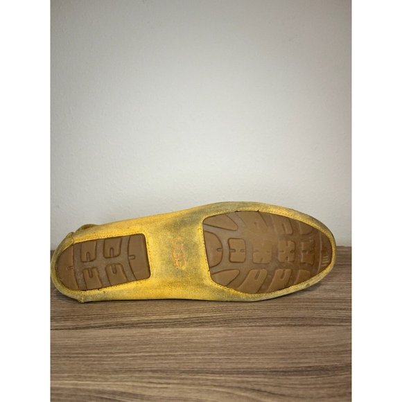 Ugg Women Genuine Leather Mustard Yellow Slip On Loafers Flats Shoes 9.5 - Picture 5 of 8